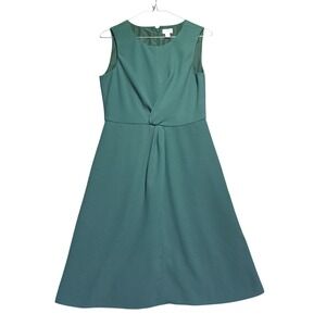 J.Crew Twist Front Sleeveless A-Line Dress Forest Green Size 2 Classic Preppy